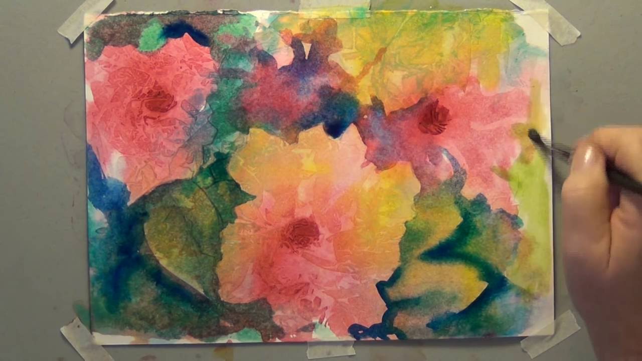 1280x720 Plastic Wrap Watercolor Technique For Flowers