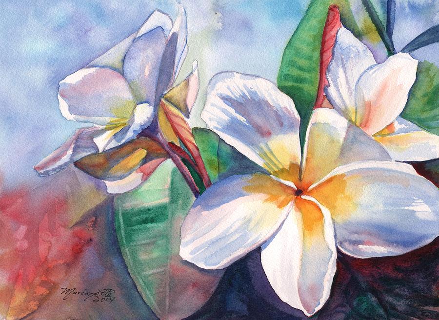 900x656 Tropical Plumeria Flowers Painting By Marionette Taboniar