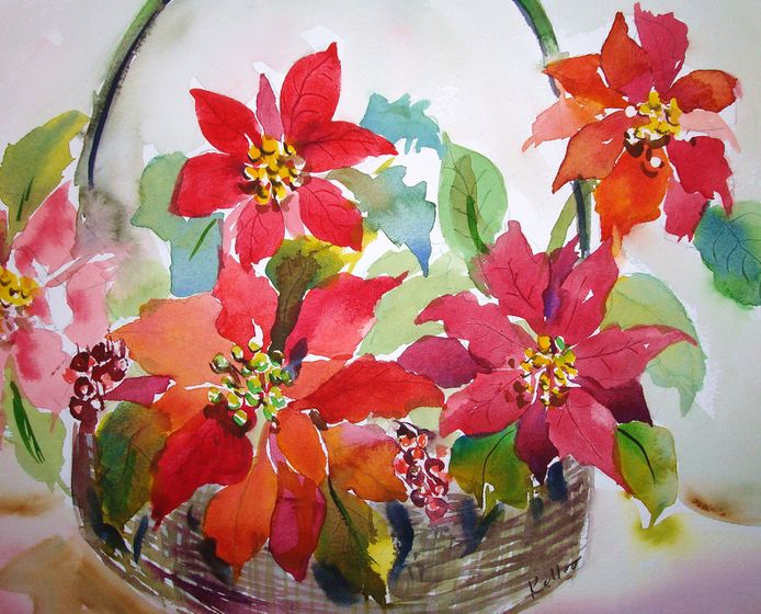 694x560 How To Paint Red Poinsettias In Watercolor (With Pictures)
