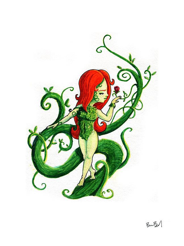 648x864 Poison Ivy Fan Art Watercolor Print Ben Byrd Art