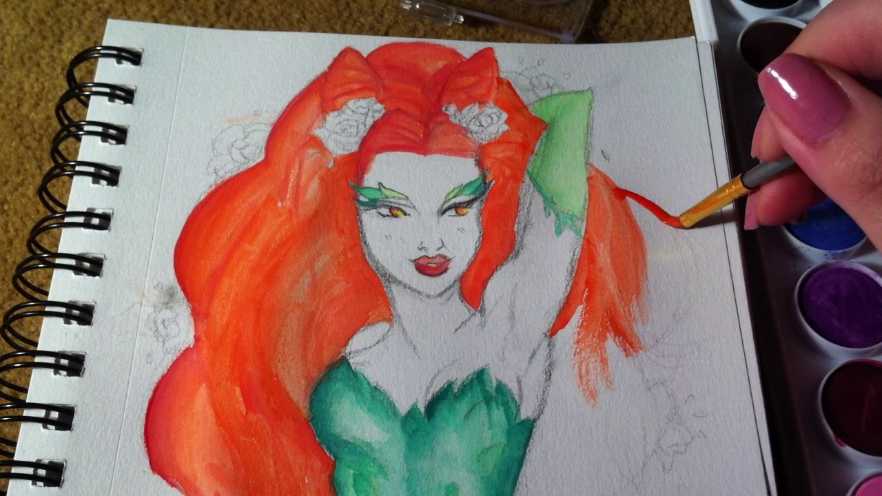 1280x720 Poison Ivy Watercolor Painting