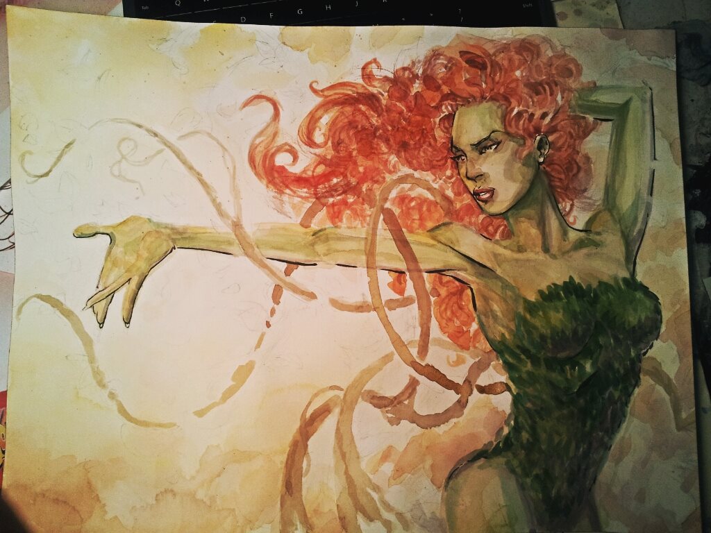 1024x768 Poison Ivy Watercolor Process
