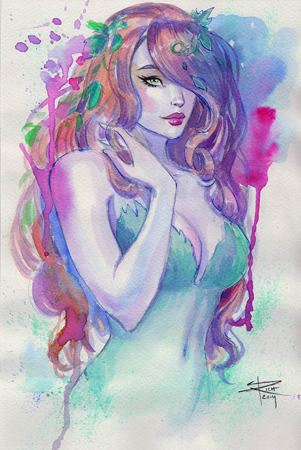 592x886 Poison Ivy Ink Watercolor Sketch By Sabinerich