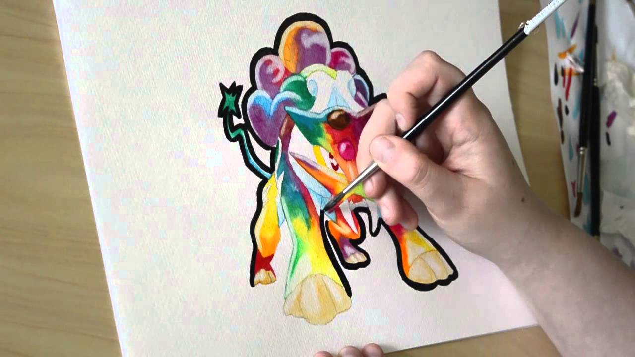 1280x720 Pokemon Raikou Speed Painting In Watercolor