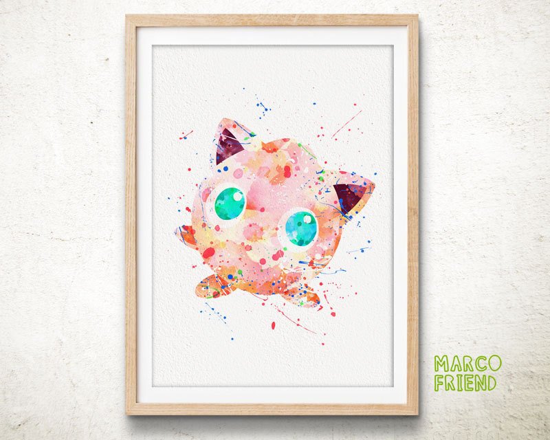 800x640 Pokemon Go Prints Jigglypuff Prints Watercolor Art Kids Etsy