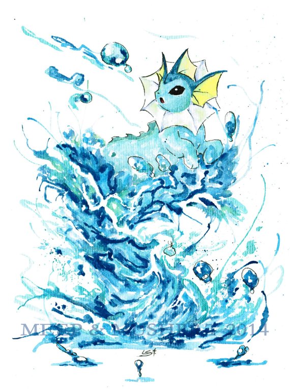 570x765 Vaporeon Pokemon Watercolor Art Print Etsy