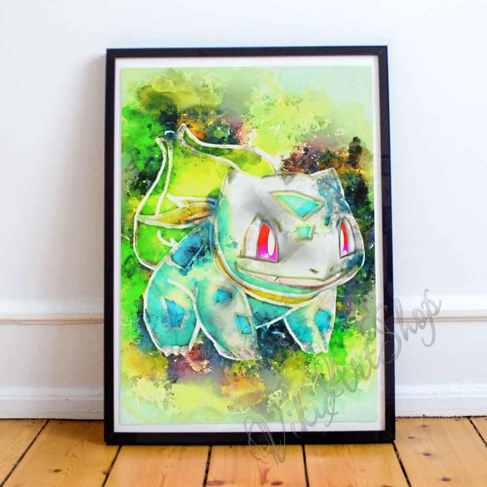 1000x1000 Bulbasaur Poster Pokemon Go, Watercolor Art Print Vikitogifts