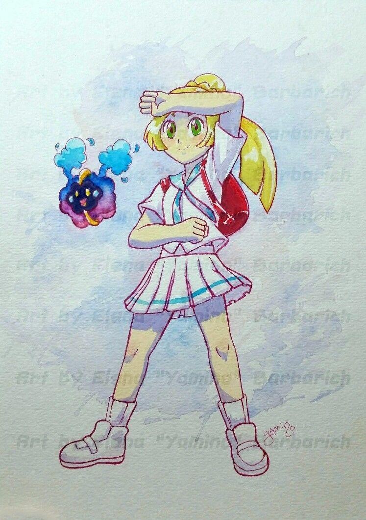 747x1060 Original Watercolor Lillie And Cosmog From Pokemon Sunmoon