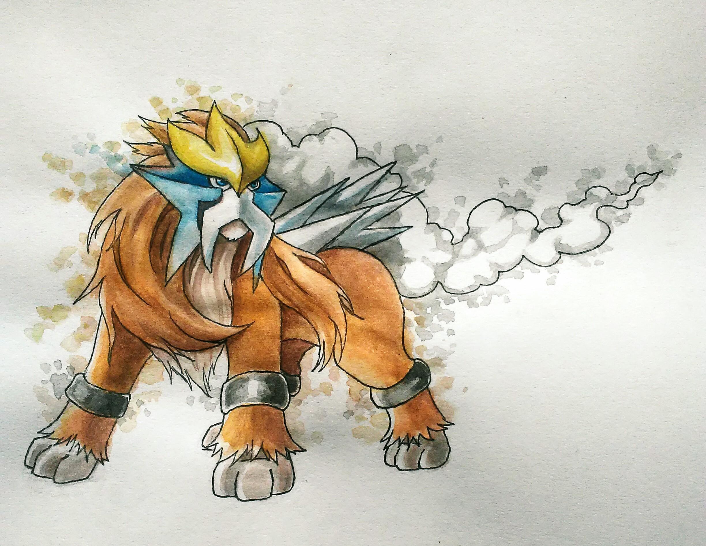 2448x1893 Watercolor Shiny Entei Original By Me Pokemon