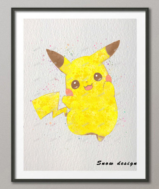539x640 Buy Original Watercolor Pikachu Pokemon Canvas