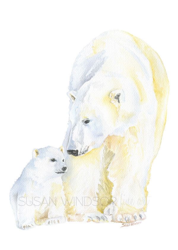 600x840 Polar Bears Watercolor Painting By Susan Windsor Paintings