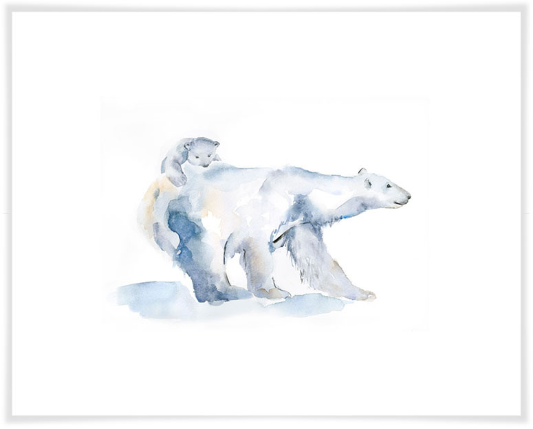 775x625 Watercolor Polar Bear And Baby, Polar Canvas Wall Art Oopsy Daisy