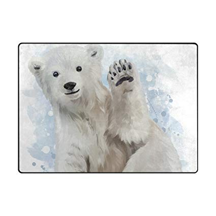 425x425 Top Carpenter Polar Bear Watercolor Area Rug Pad