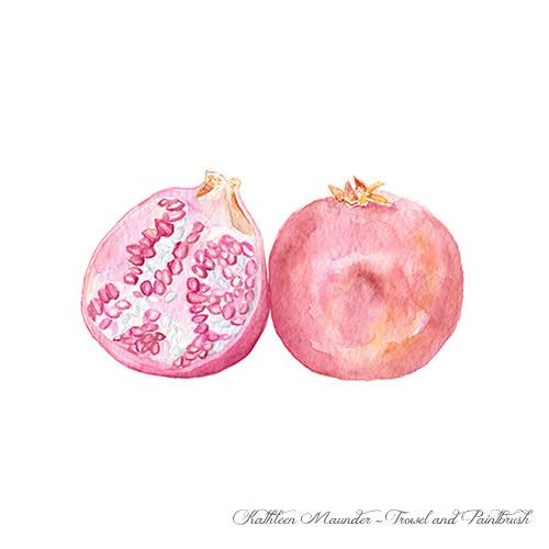 500x500 Pomegranate Watercolor Print Trowel And Paintbrush