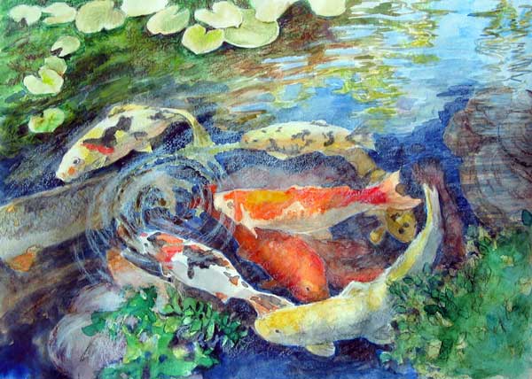 600x428 Wip Of New Koi Pond Painting
