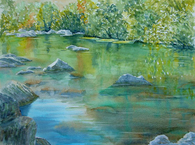 400x298 Watercolor Painting On Golden Pond Watercolour Painting