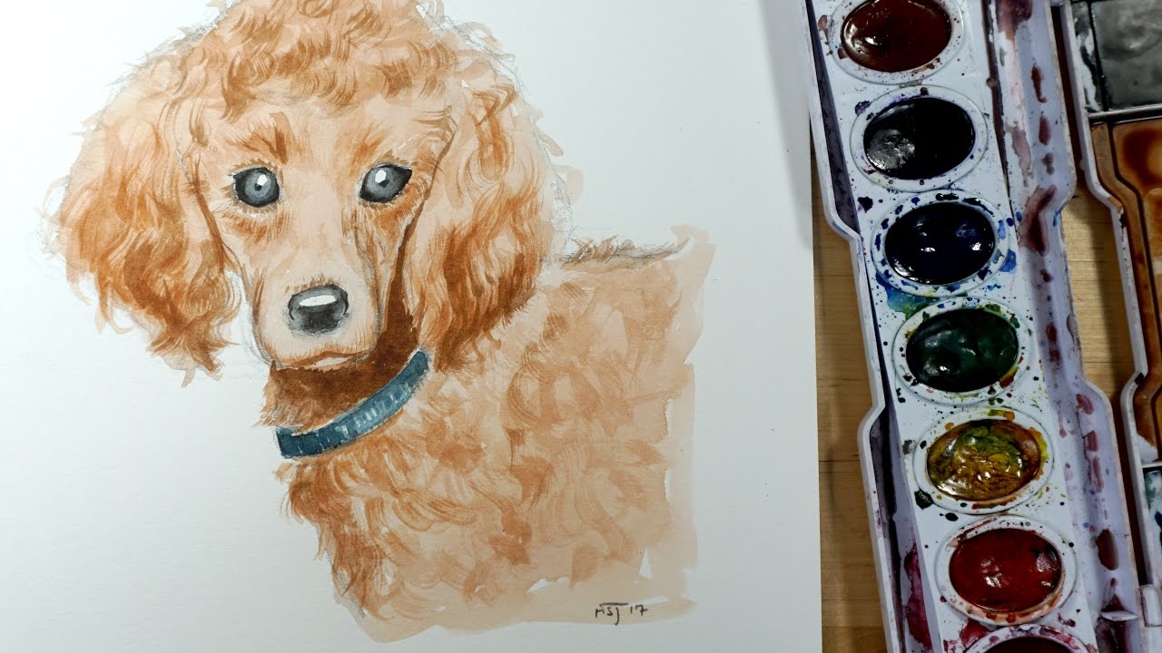 1280x720 How To Draw And Paint A Dog (Poodle) With Watercolor