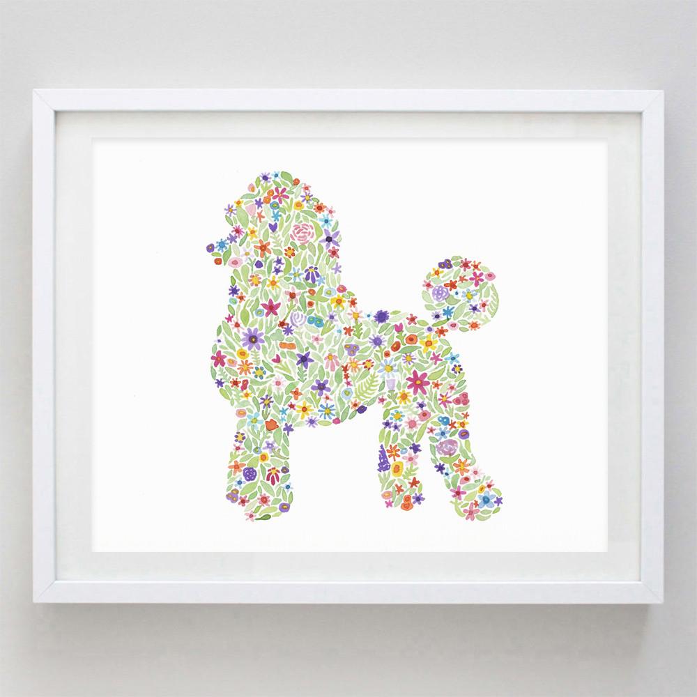 1000x1000 Poodle Floral Watercolor Print Carly Rae Studio