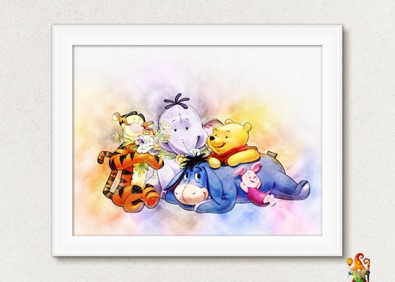 570x407 Winnie The Pooh Wall Hanging Watercolor Painting Printable Design