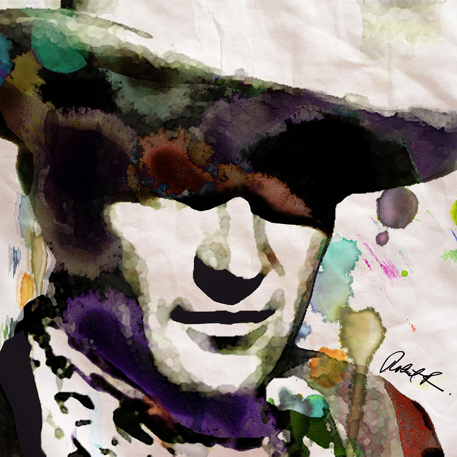 900x900 John Wayne Watercolor Pop Art Painting By Robert R Giant Cowboy