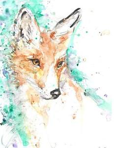 232x300 Me Art Original Watercolour Print New Signed Pop Art Abstract Fox