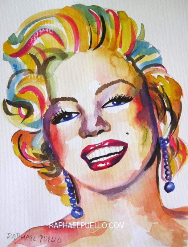 610x800 Pop Art .marilyn Monroe.. Watercolor