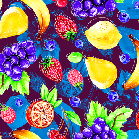 470x470 Pop Art Watercolor Fruits Wallpaper