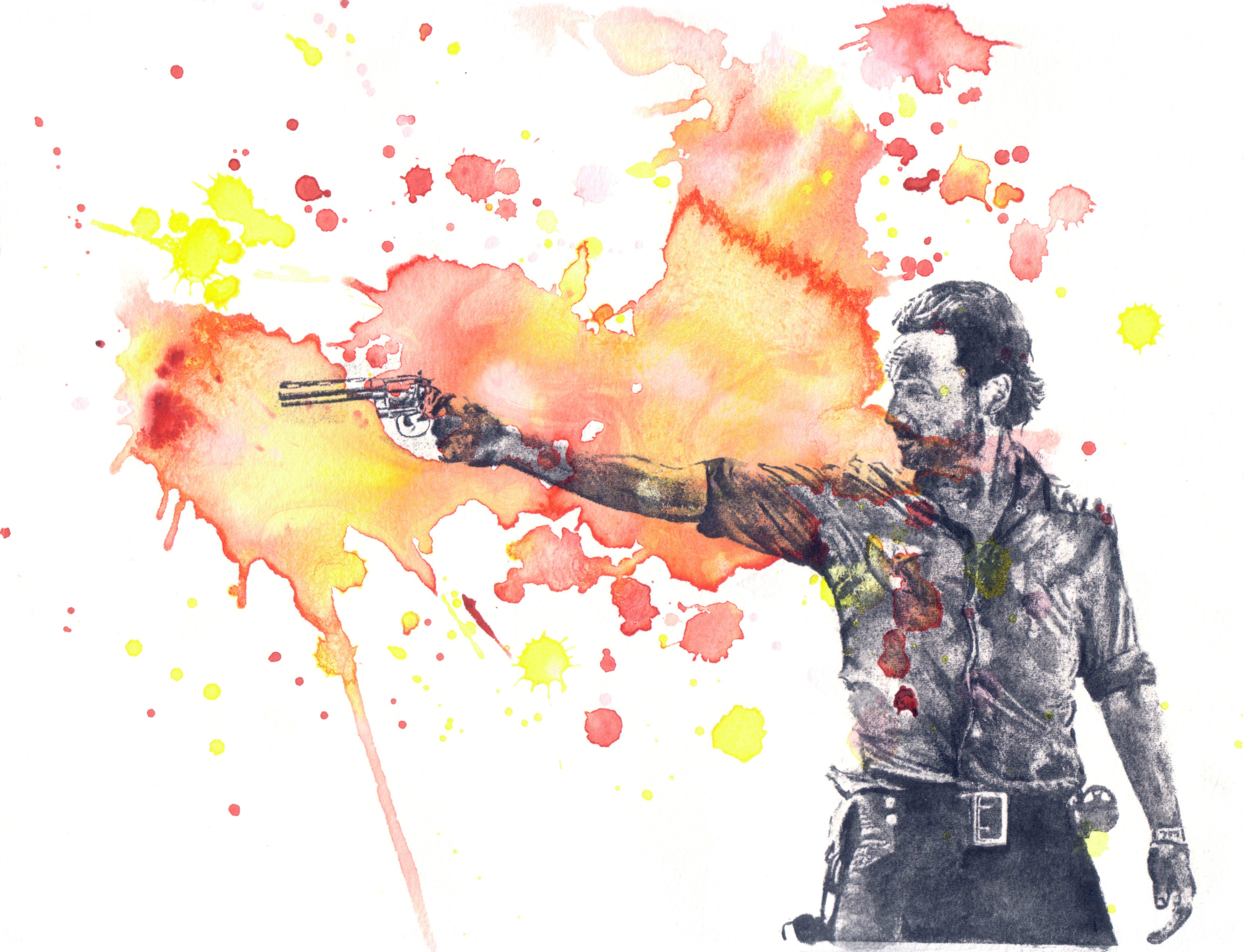 6667x5104 Walking Dead Art Watercolor Painting Rick Grimes Isabelle