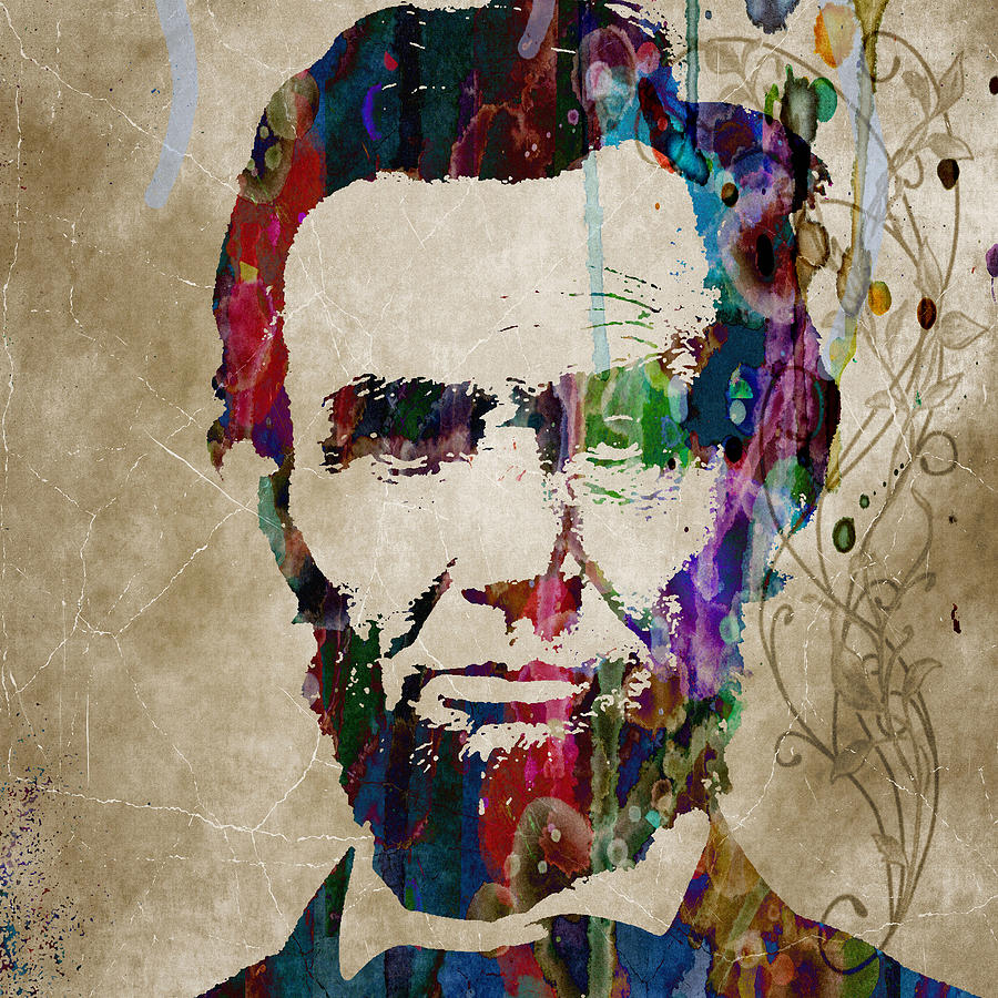 900x900 Abraham Lincoln Watercolor Modern Abstract Pop Art Color Painting