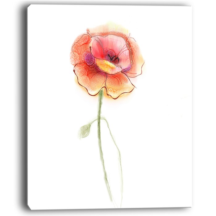 700x700 Designart Isolated Watercolor Poppy Flower Large Flower Painting