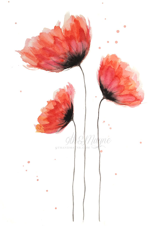 650x887 Learning How To Paint Watercolor Poppies, My Way