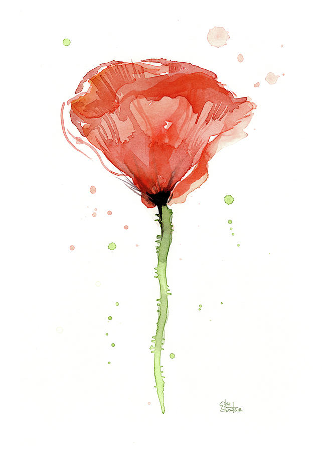 642x900 Abstract Red Poppy Watercolor Painting By Olga Shvartsur