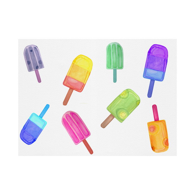 630x630 Fun Colorful Popsicle Watercolor Print