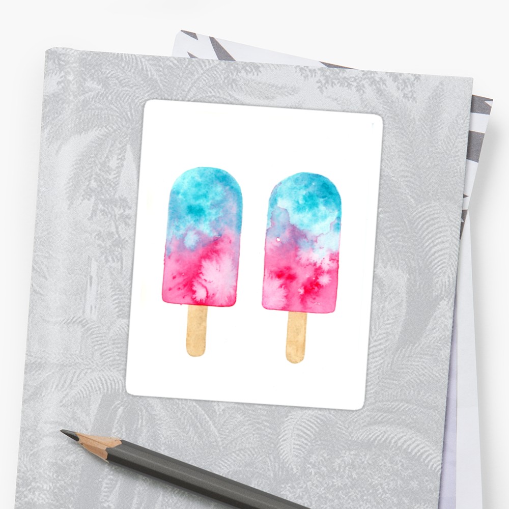 1000x1000 Popsicle Watercolor Painting Stickers By Joczech Redbubble