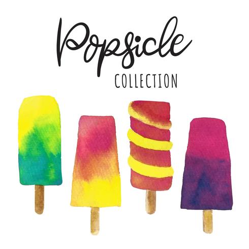 490x490 Summer Popsicle Watercolor Vector Collection