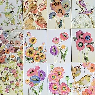 400x400 Lot 22pcs Postcard Watercolor Flowers Birds Butterflies Spring