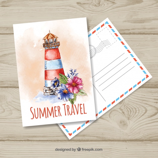 626x626 Travel Postcard Template With Watercolor Landscape Vector Free