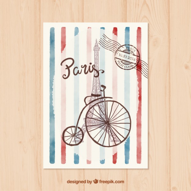 626x626 Watercolor Eiffel Tower Postcard Vector Free Download