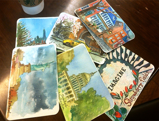 555x420 Greetings From Abroad On Watercolour Postcards