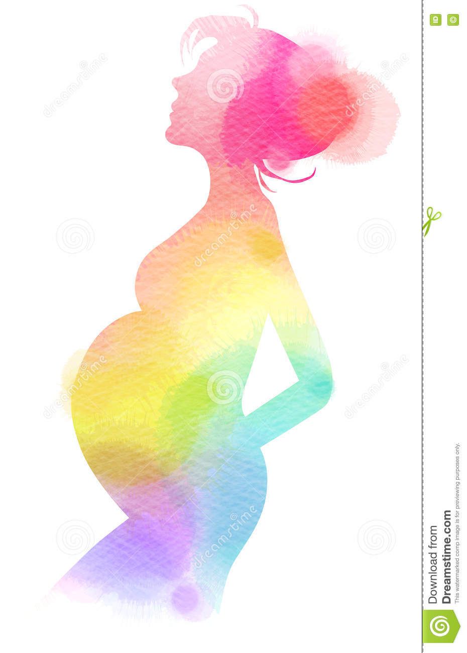 930x1300 Photo About Pregnant Woman Silhouette Plus Abstract Watercolor