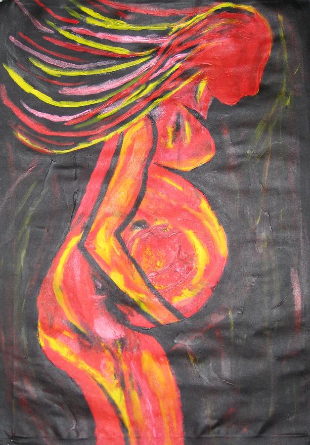 627x900 Pregnant Red Painting By Gloriana Hernandez