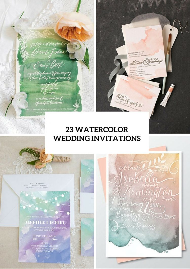 750x1061 23 Pretty Watercolor Wedding Invitations To Get Inspired