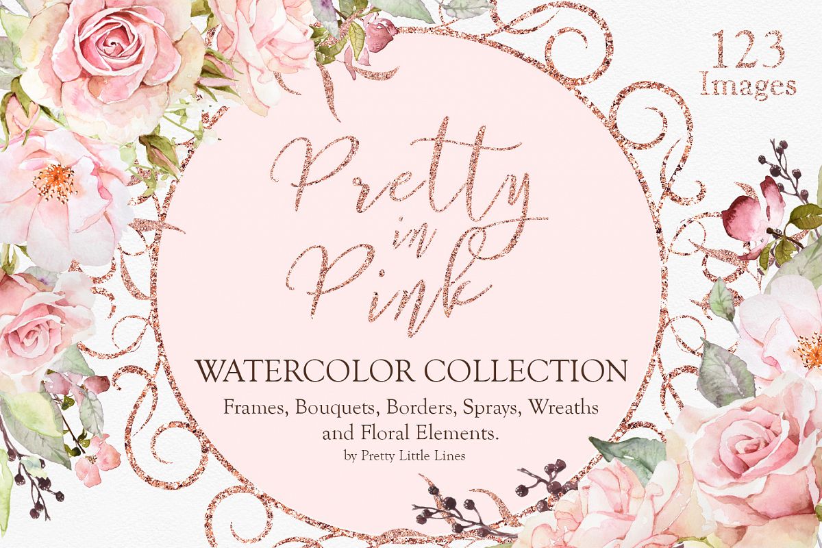 1200x800 Pretty In Pink Watercolor Collection