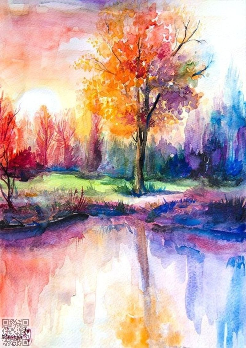 800x1131 Watercolor Painting Of Nature Pretty Watercolor Landscape Painting
