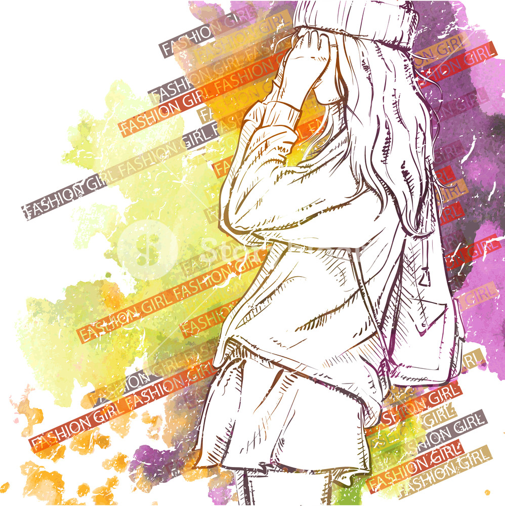 998x1000 Hand Drawn Watercolor Background With Illustration Of A Pretty