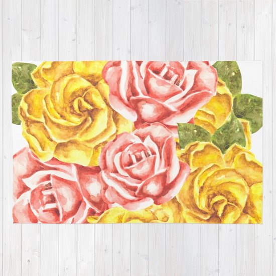 550x550 Pretty Watercolor Flowers Rug By Erika Lancaster Society6