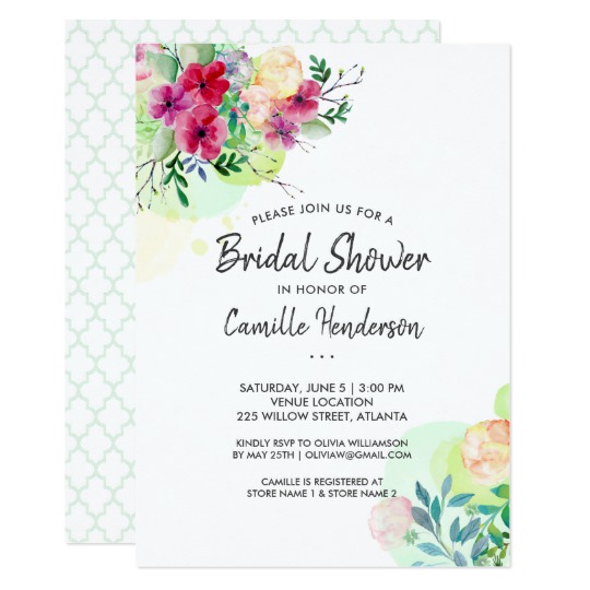 540x540 Romantic Watercolor Flowers Amp Cross Bautizo Invitation