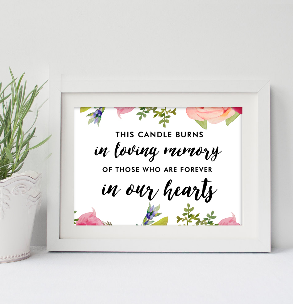 950x987 Wedding Sign 5x7 In Loving Memory Pretty Watercolor Flowers