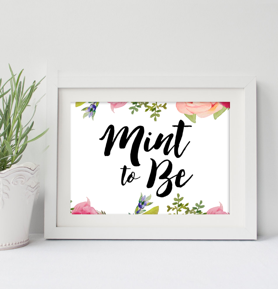 950x987 Wedding Sign 5x7 Mint To Be Pretty Watercolor Flowers Printable