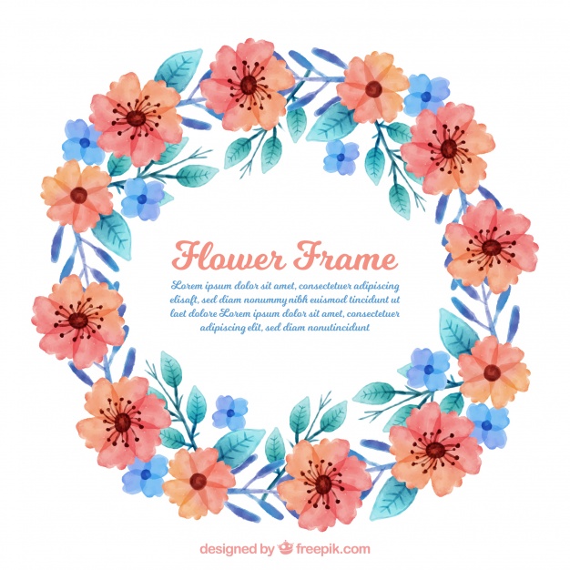 626x626 Wreath Of Pretty Watercolor Flowers Vector Free Download